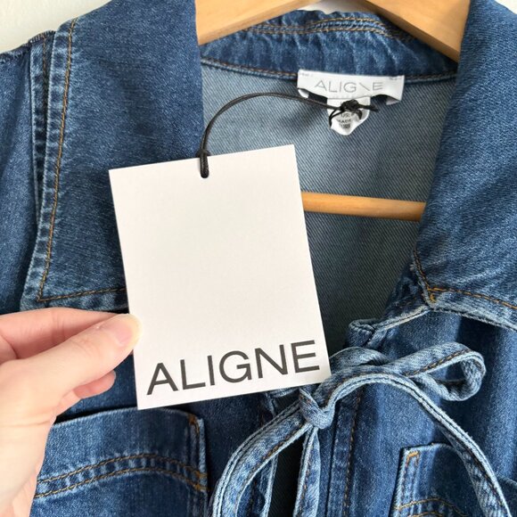 Aligne Effy Tie Front Denim Midi Dress NEW - Picture 6 of 7